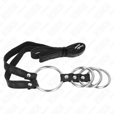 Anelli penetrazione in metallo con cinturino in pelle 112 cm, controllo e stile
